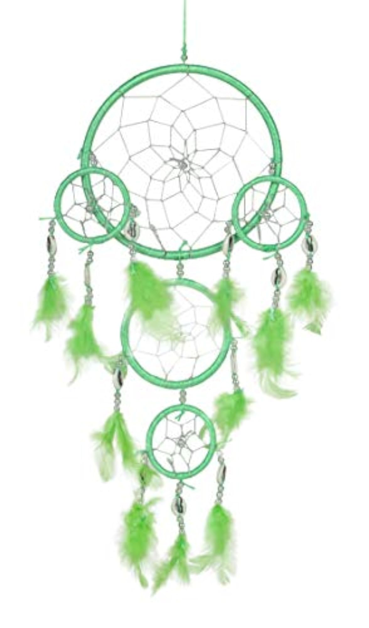 Green Handmade Feather Dream Catcher, Wall Hanging Decoration