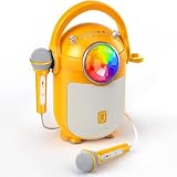 JYX Karaoke Machine für Kinder, Bluetooth Karaoke Anlage mit 2 Mikrofonen, Tragbares Bluetooth Lautsprecher mit LED-Lichtern für Heimparty, Geburtstagsgeschenke für Mädchen und Jungen