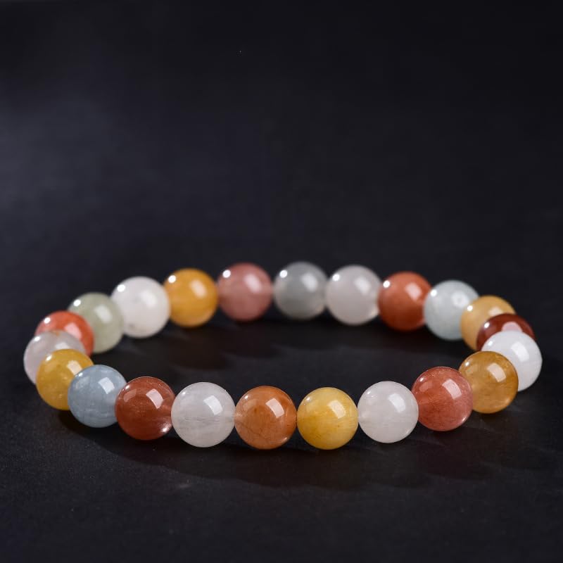NIBHZ Bracciale da Donna con Perline di Cristallo Multicolore Naturale | Bracciale in pietra naturale da donna, bracciale con perle di pietre preziose per donna o uomo