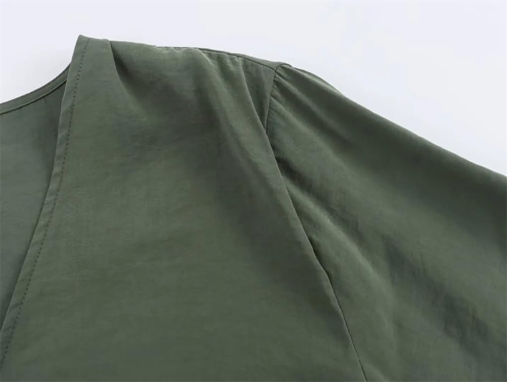 Blusas para mujer, con cuello en V, estilo casual, manga larga, con botones, holgadas