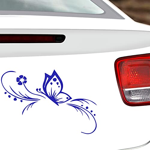 Dreothy 2pcs calcomanías de flores de mariposa impermeables para ventanas de coche, calcomanías de pared florales para automóviles, camiones, laptop, calcomanías de parachoques de motocicleta Cover