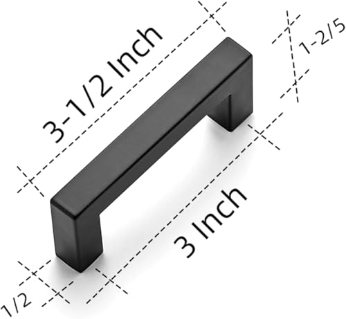 Image of Ravinte 14 Pack 3 Inch Cabinet Handles Kitchen Square Matte Black Cabinet Pulls Black Drawer Pulls Cabinet Hardware Kitchen Handles