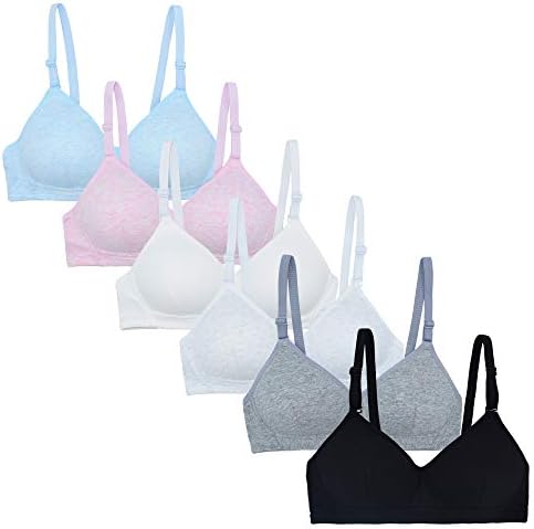 VeaRin 6 Pack Wireless Padded Starter Bras for Teens Girls (6 Colors, 34)
