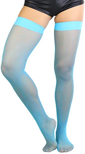 Image of ToBeInStyle Women's Sexy Nylon Versatile Fine Fishnet Thigh High Stockings w /Opaque Band