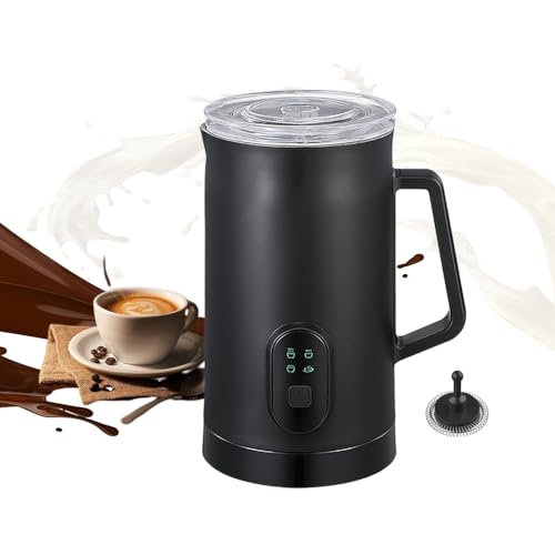 4-in-1 Automatic Electric Milk Frother: Versatile Milk Steamer, Hot Chocolate Velvetiser, and Easy Clean Non-Stick Jug in Black