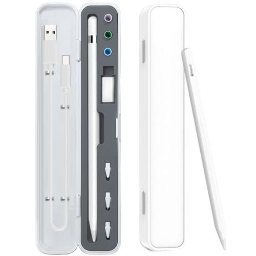SIXFU Pencil Case for Apple Pencil Pro/ 2nd Generation/ 1st Generation/USB-C Pencil, Storage Case Design for Apple Pencil Tips Stylus iPad Pencil Accessories(White+Dark Gray)