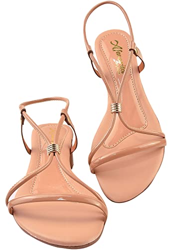 Sandália Feminina Salto Baixo Grosso Leve Ajustável Toque Feminino (39, Nude)