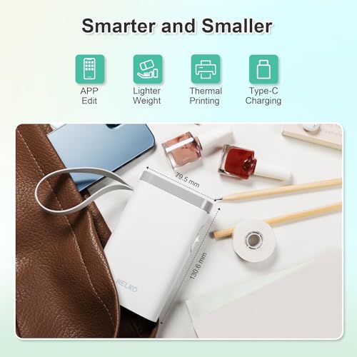 طابعة ملصقات مع شريط من نيلكو بلوتوث محمولة P21 لاسلكية قطاعة مدمجة صغيرة قوالب للتنظيم والتخزين والمكتب والمنزل ابيض حراري