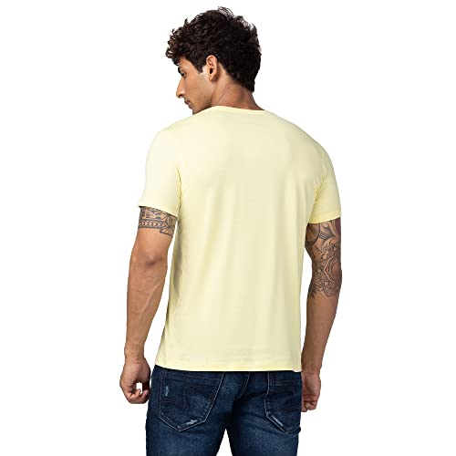 Image of Spykar Round Neck Half Sleeves Cotton Blend Slim Fit T-Shirt for Men