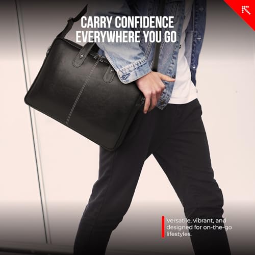 Image of FATMUG 15.6 Inch Messanger Bag, Work Office Business Travel, Multi Compartments - Vegan Leather