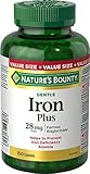 Nature's Bounty Gentle Iron Plus Pills, Supplement, Helps Prevent Iron Deficiency Anemia, 28 mg, 150 Capsules