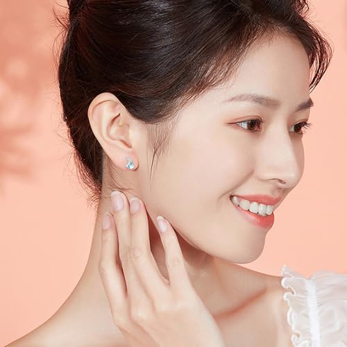 StoryMidir ウサギ ピアス 可愛い ムーンストーン スタッドピアス 兎 シルバー925 金属アレルギー対応 レディース 動物 着けやすい うさぎ 可愛いピアス プラチナ仕上げ プレゼント ジュエリー アクセサリー 女性ヘの贈り物 ギフト クリスマス ホワイトデー 母の日 誕生日 お祝い 記念日