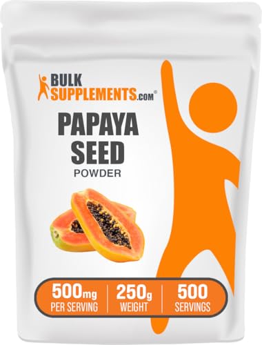 BulkSupplements.com Papaya Seed Powder - Carica Papaya Seed, Nutritional Supplement, for Digestive & Gut Support - Gluten Free, 500mg per Serving, 250g (8.8 oz) (Pack of 1)