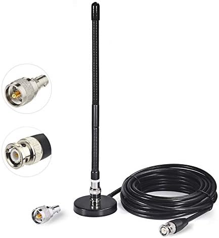 Bingfu CB Aerial Antenna 27MHz Soft Whip Magnetic Base BNC PL259 Connector CB Aerial Antenna Compatible with Cobra Midland Uniden Maxon President Portable Handheld CB Radio Car Mobile Radio Scanner