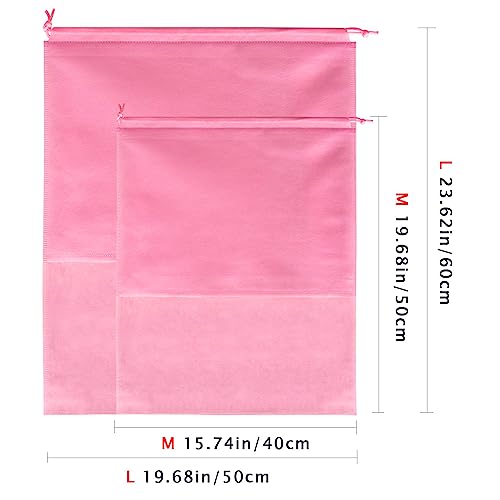 8PCS Dust Bags for Handbags Jumbo Travel Shoe Bags Purses Organizers Storage Bags with Rope Clear Window Dustproof Drawstring Bag Storage Pouch for Men and Women - Pink, 19.7 x 15.7 in3