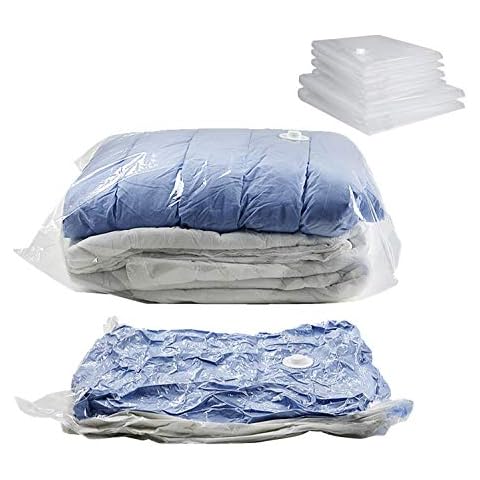 VICARKO Space Saver Vacuum Seal Storage Bags, for Cloths, Comforters and Blankets, Compression Bags, Combo 6 -Pack (4 Large, 2 Jumbo), White Cover