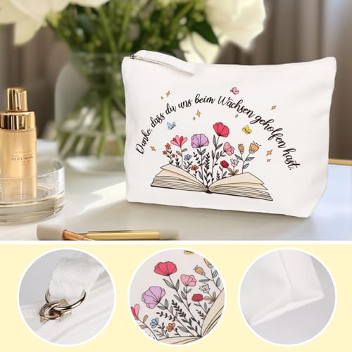 MEJOSER Erzieherin Geschenk Abschiedsgeschenk Erzieher Tasche Kosmetiktasche Lehrerin Lehrer Kulturtasche Federmäppchen Geschenke zum Abschied Dankeschön für Tagesmutter Kindergarten Kita (Blumen)