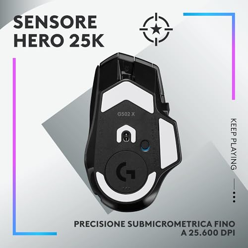 G502 X PLUS LIGHTSPEED + G640 SE COMBO - Mouse Gaming RGB wireless e tappetino per gaming in tessuto di grandi dimensioni (460 x 400 x 3 mm) - Nero - Mouse gaming - Immagine 3