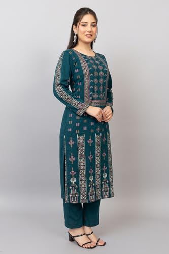 Image of HIFZAA Woollen Winter wear Kurti Palazo Set for Womens Warm Kurta Suit for Ladies Pure Wool M to 4XL