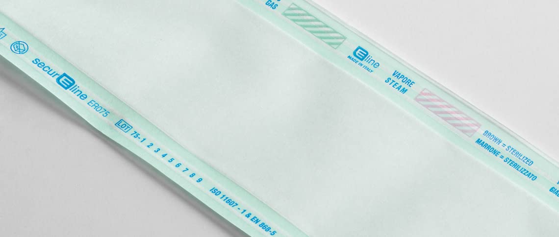Eline - Rollos Planos para Esterilización por Vapor u Óxido de Etileno en Papel Kraft y Film Médico, Sellos Laterales Reforzados, Indicadores de Colores, Ancho 300 mm, 2 Rollos de 200 m