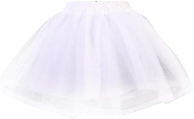Women Girls Double Layers Solid Color Short Tulle Petticoats Elastic Waistband A