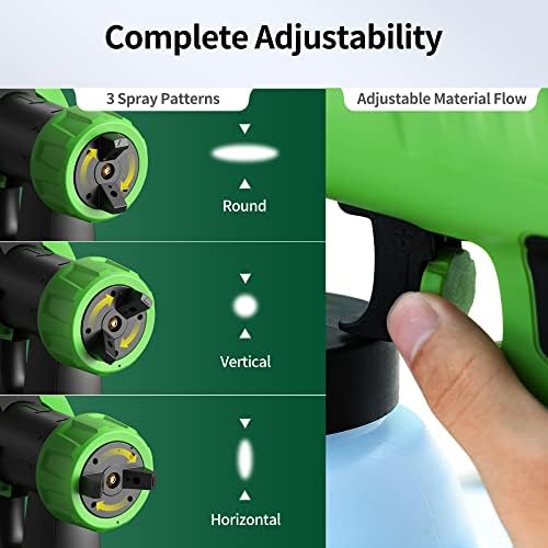 Paint Sprayer, ginour Fence Paint Sprayer with 3 Painting Modes, 4 Nozzle Sizes, 400W 1300ml Detachable Container, 800 ml/min, HVLP Paint Spray Gun for Furniture Garden