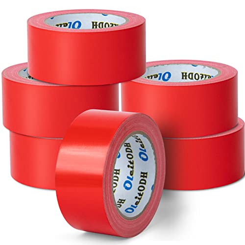 Image of Oleitodh 6 Pack Red Duct Tape Heavy Duty,8.3 Mil Thickness,2 Inches x 30 Yards,Strong Industrial Strength,Flexible,No Residue,Waterproof and Tear by Hand,Multi-Use for Indoor & Outdoor Repairs