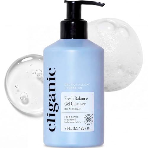 Cliganic Hydrating Facial Gel Cleanser with Triple Botanical Complex® – Clean Gentle Face Wash with Jojoba, Rosehip Argan Oils Removes Makeup Impurities Aloe Vera Glycerin for Balanced Glowing Skin