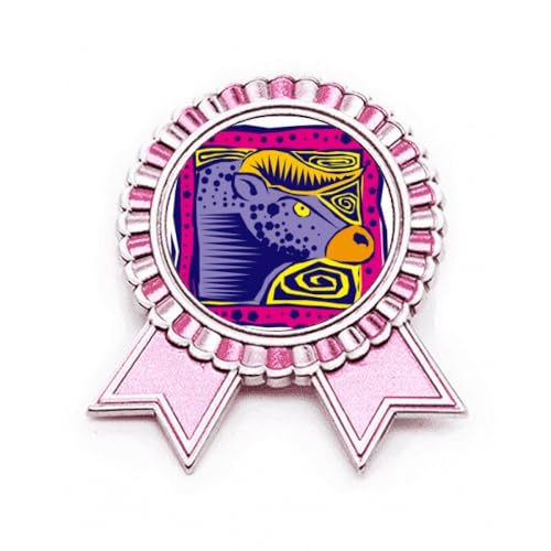 Broche constellation Taureau en métal gravé Mexicon Culture style médaille de vainqueur rose taille M