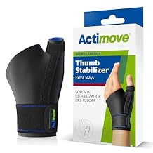 Actimove Sports Edition Thumb Stabilizer with Extra Stays Sleeve for Pain Management of Strains, Sprains, Inflammation, Thumb Pain & Skiers Thumb Left/Right Wear - Black, Small/Medium