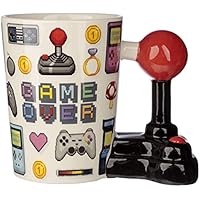 Puckator Game Over Joystick - Taza de cerámica con asa moldeada