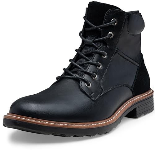 Men's Boots Casual Leather Motorcycle Dress Boots for Men Side Zipper
