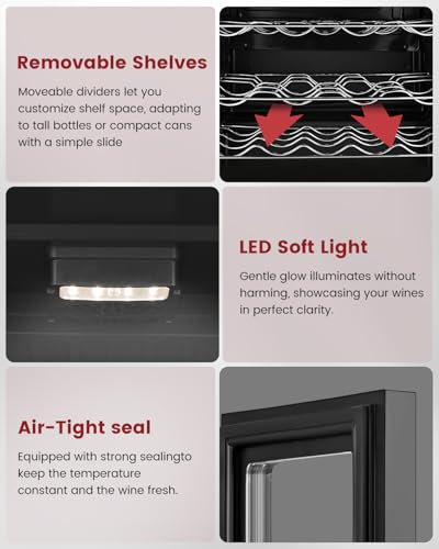 Feelfunn 4.5 Cu.Ft Wine Cooler Refrigerator - 45 Bottle Wine Fridge with Glass Door for Beer Soda Water Drink, Small Wine Cellar Beverage Refrigerator for Bedroom Home Office Bar Dorm, Black on Fridge.com