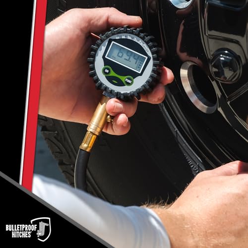 Image of Bulletproof Digital Tire Pressure Gauge 0-200 PSI, Heavy Duty with Reinforced Rubber Hose, LCD Display, Bleed Valve | AAA Batteries Included - for Trucks, RVs, ATVs, Trailers and More