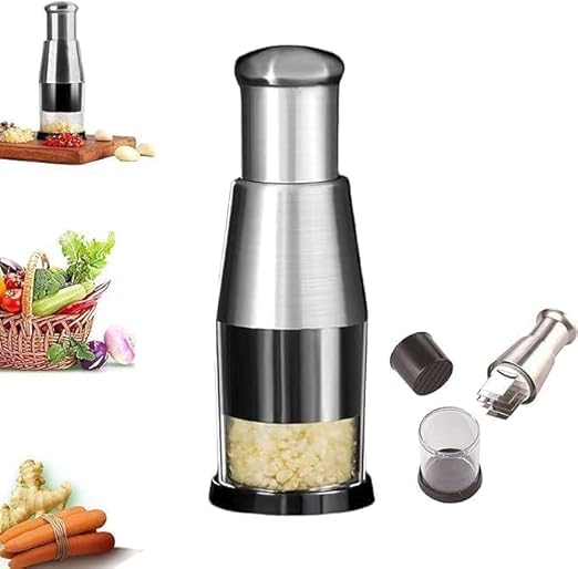 Generic Vegetable Chopper Manually Chopping Manual Press Cutting Kitchen Rapid Crumble Multi Purpose Pressing Ginger Garlic Crusher Stainless Steel Cutter Hand Food Chopper for Home Use-picture-25