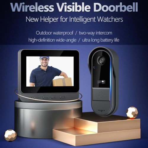 Image of Drumstone (Special 5 Years Warranty Wireless Video Doorbell with 4.3 inch HD Screen, 170 Wide-Angle Camera, Two-Way Intercom, Night Vision & Motion Detection - Secure Home with Easy Installation