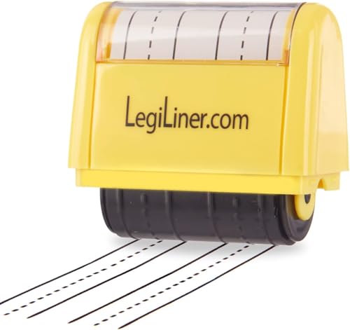 LEGILINER 1/2 Double Stack Dashed Handwriting Line (Yellow) Teacher Stamp Two Tri-Line Dashed Patterns. Classroom & Home Use. Refillable Ink Writing Practice Double Line Roller Stamp.