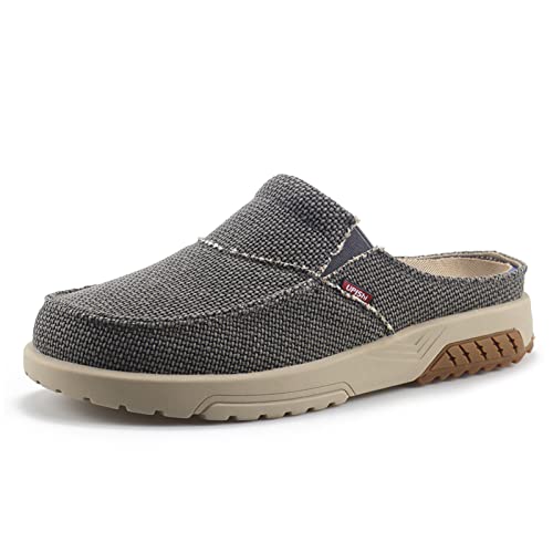 UPIShi Men's Arch Support Orthopedic Plantar Fasciitis Relief Slippers Canvas House Indoor Outdoor Slip On Loafers Non-Slip Casual Shoes