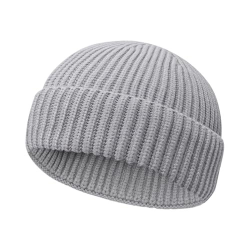 Image of Wool Fisherman Beanies for Men Women Short Cuff Knit Beanie Winter Warm Hats Trawler Hat Stylish Watch Cap