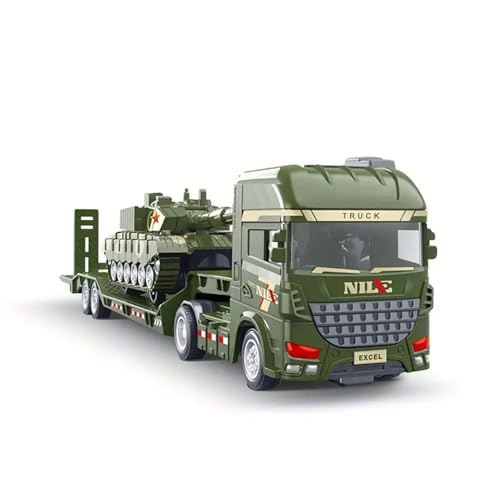Image of Military Truck with Tank Set Toy for Kids, Manual Push Power and Lage Transport Educational Engineering Vehicles Playset for Children 3 to 6 Years (Pack o 1)