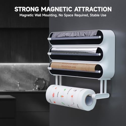 Portarrollos Papel Cocina,Portarollos Cocina,dispensador Papel Aluminio y Film,para Papel de Cocina, de Aluminio, Film y Bolsas para congelar, Soporte de Pared - imagen 3