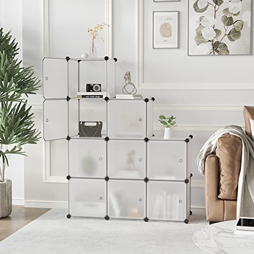 C&Ahome Cube Storage Organizer With Doors, 9-Cube Shelves, Closet Cabinet, Diy Plastic Modular Bookshelf Ideal For Bedroom, Living Room, 36.6”L X 12.4”W X 36.6”H White Usbtm3009B-Door #TOP1