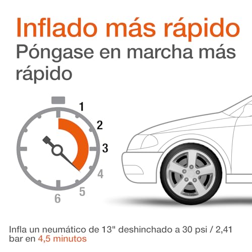 OSRAM TYREinflate 200, inflador de neumáticos analógico, compresor de aire portátil de 12V para neumáticos de coche, conexión de alimentación mediante mechero, inflado de neumáticos en 4,5min - imagen 6