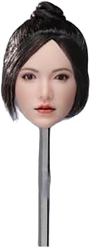 1/6 Scale Female Head Sculpt Movable Eyes Black Hair Bun Hairstyle Head for 12inch Phicen, TBLeague Action Figure Body Collection