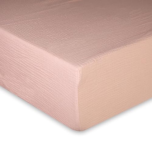 Image of Ultra Soft Muslin Crib Sheets for Baby, Premium Breathable Organic Cotton Crib Fitted Sheet for 52''x28''Standard Crib and Toddler Mattress,2 Pack Pink&Coral