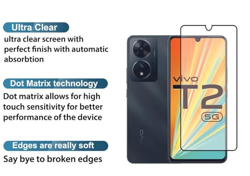 Image of 100FIT Tempered Glass Screen Protector Compatible For Vivo T2 5G With Edge To Edge Coverage And Easy Installation Kit