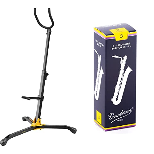 Hercules DS535B Baritone Saxophone Stand + Vandoren SR243 Bari Sax Traditional Reeds Strength 3