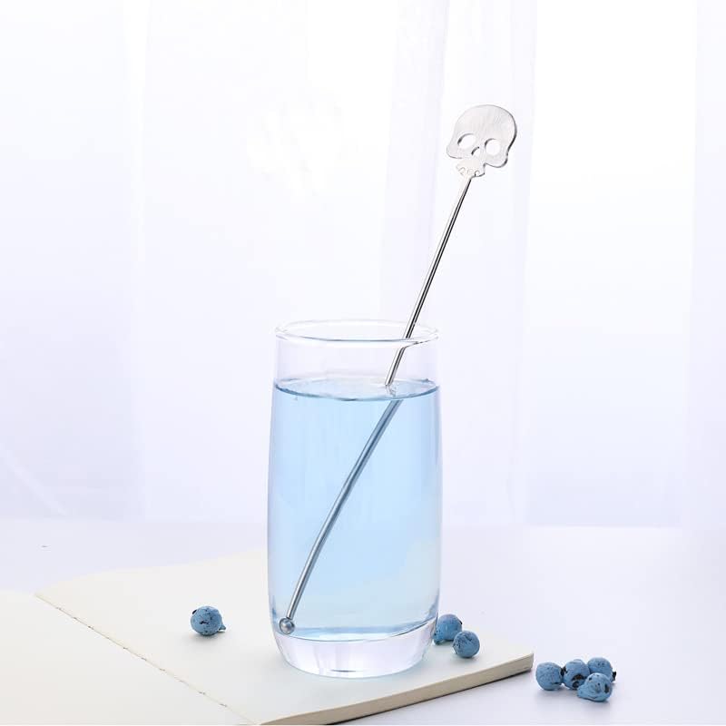 Miniatura 6 de 6 palitos de calavera de 8.7 pulgadas, agitadores de café reutilizables 1810 (304) de acero inoxidable 1810 (304), agitador de cóctel para bar,