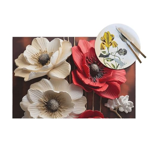 Sets de table en vinyle PVC tissé antidérapants et lavables - 8