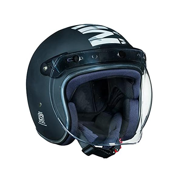 Royal Enfield Open Face Camo MLG Helmet with Bubble Visor Matt Black, Size: L(59-60cm)